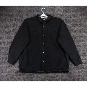 Builtrite Chore Jacket Mens 2XL Black Flannel Lined Snap Cotton Canvas Workwear